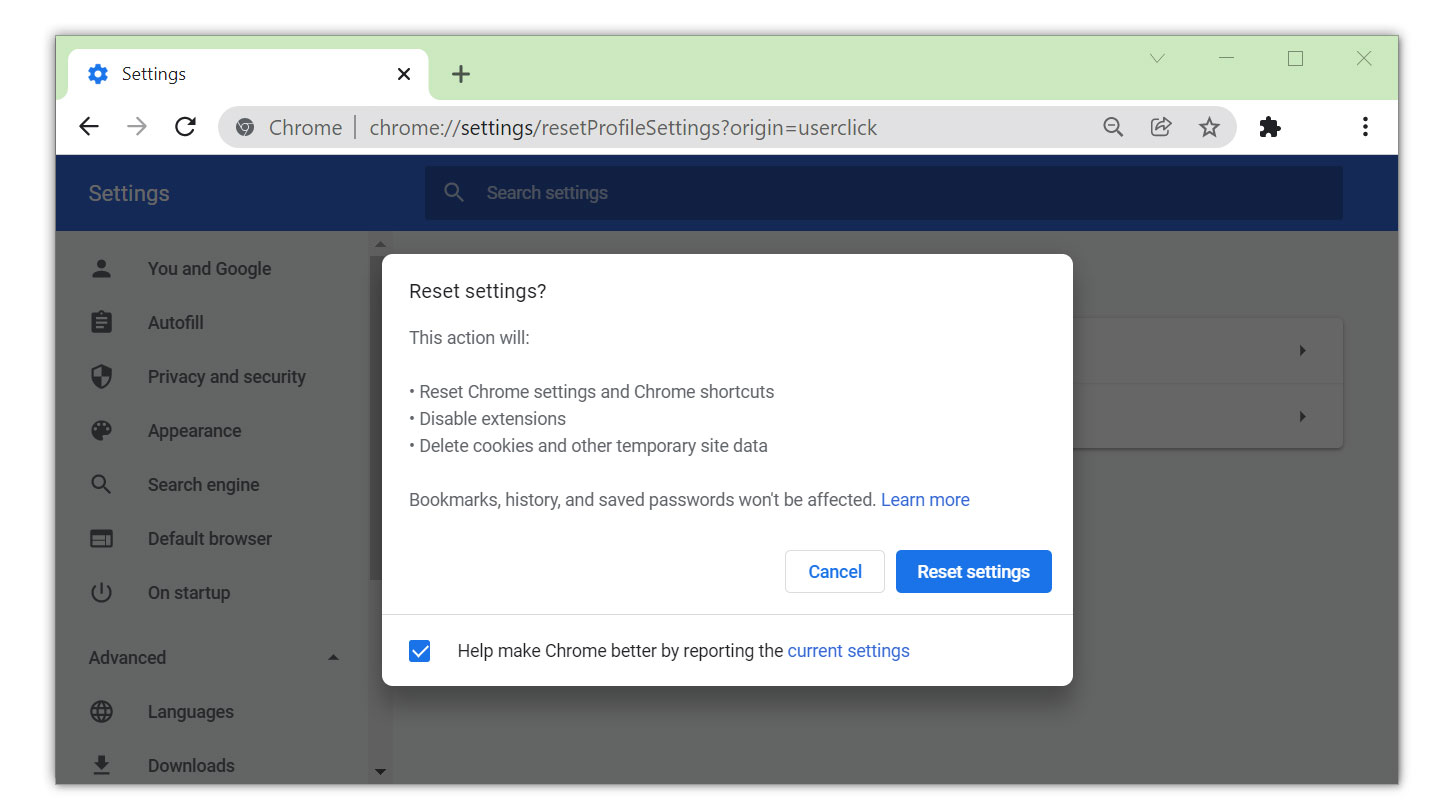 Image of Resetting Chrome