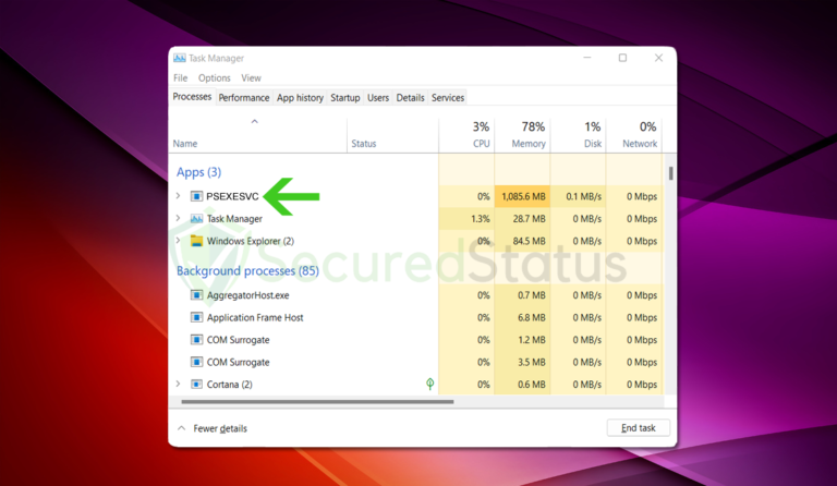 How To Fix Infected Psexesvcexe Process Virus Removal Securedstatus 9102